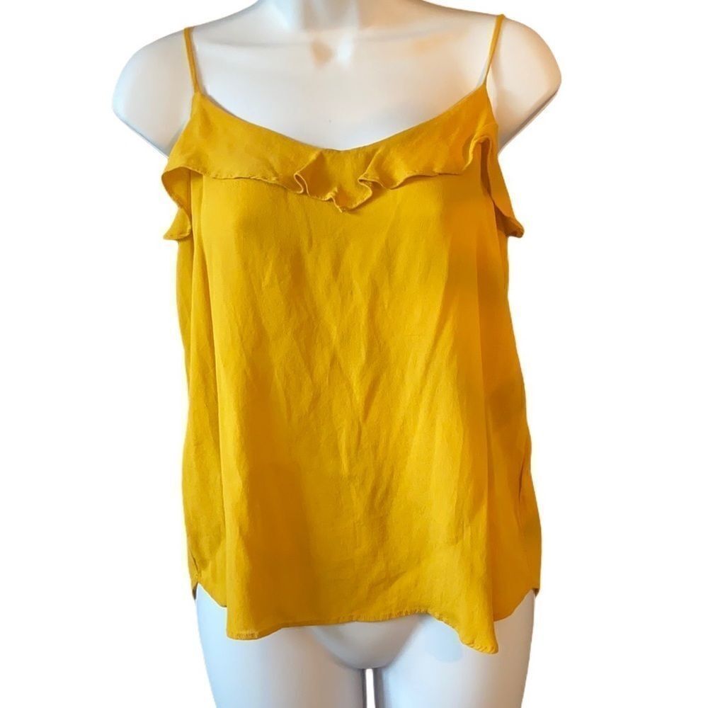 Old Navy Mustard Yellow Ruffle Trim Cami Spaghetti Strap Tank Top Small